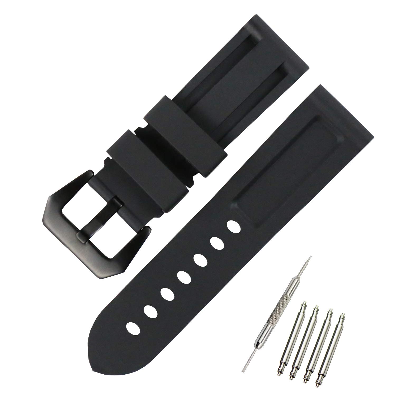 Amazon.co.jp: KHZBS 24mm メンズ ゴム製腕時計バンド 交換用バンド